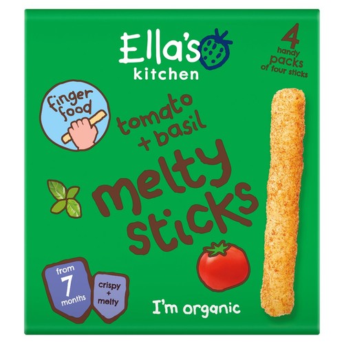 Ella's Kitchen Tomato and Basil Melty Sticks Multipack Baby Snack 7+ Months