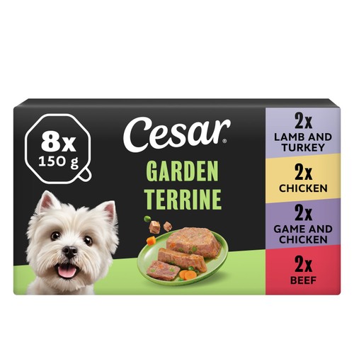 Cesar Garden Terrine Wet Dog Food Tray Mixed in Loaf 8 x 150g