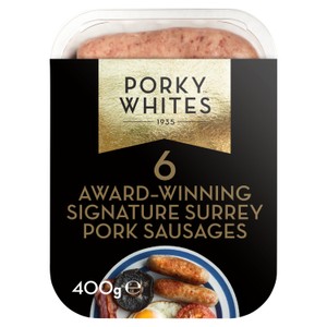 Porky Whites 6 Premium Surrey Pork Sausages 400g