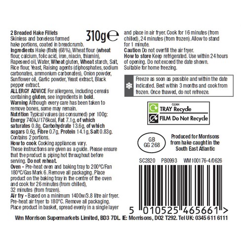 Morrisons Market Street Breaded Hake Fillets 310g