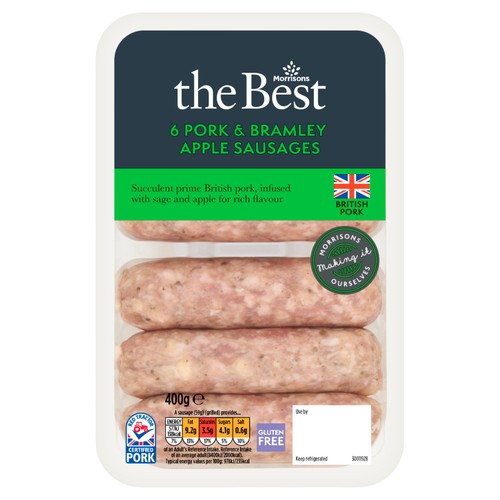 Morrisons the best 6 thick pork bramley apple sausages