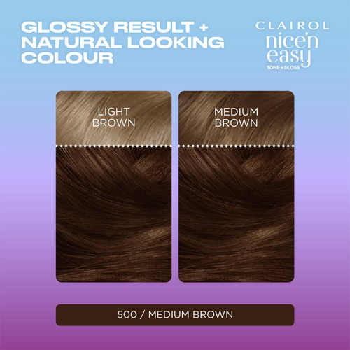 Clairol Nice'n Easy Tone+Gloss Semi Permanent Hair Dye 500/765 Medium Brown