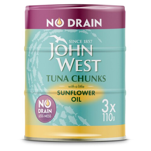 John West Tuna Chunks With A Little Sunflower Oil (3x330g)