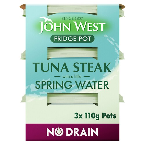 John West No Drain Fridge Pot Tuna Steak In Spring Water 3 Pack (3x110g)