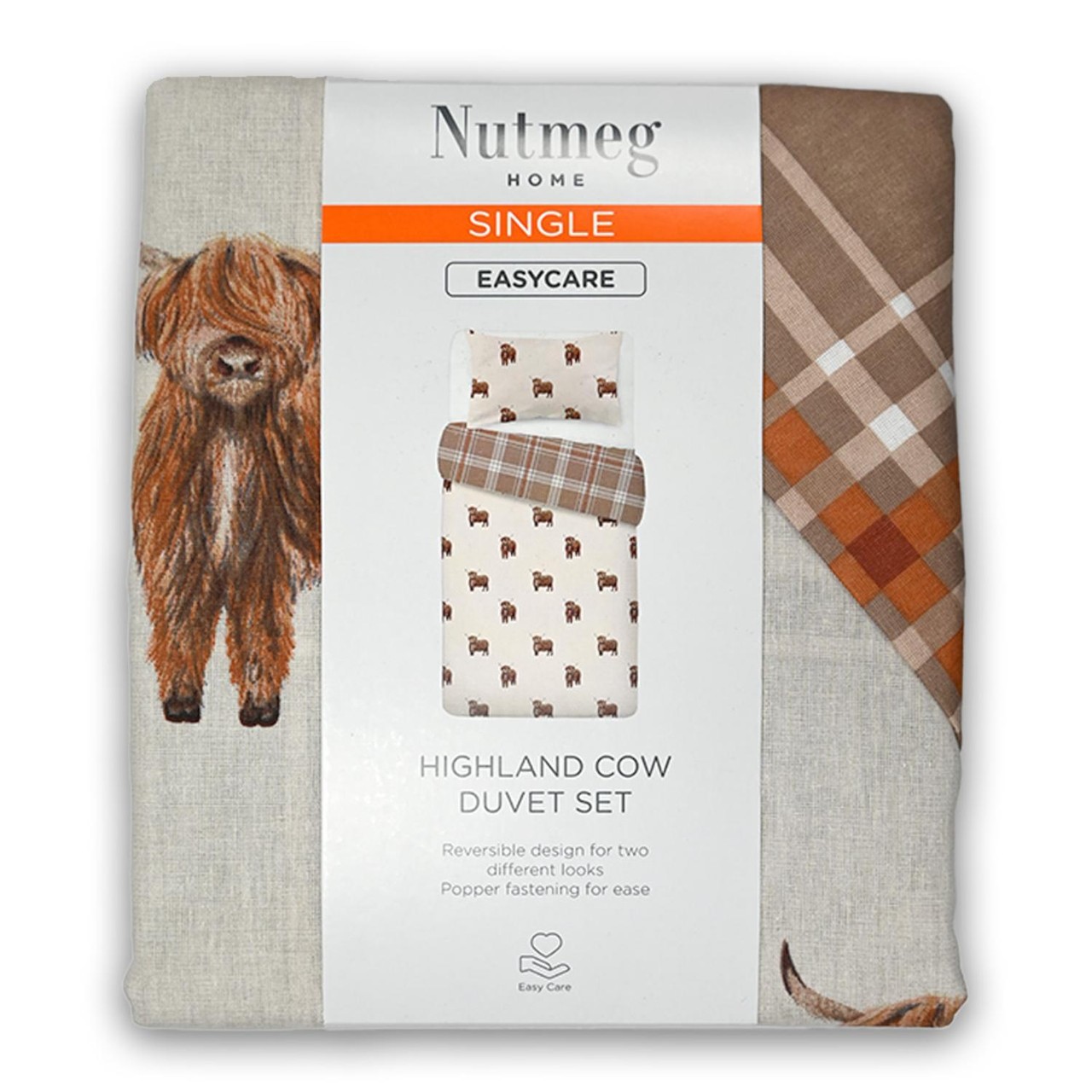 Nutmeg Home Easy Care Highland Cow Duvet Set Single