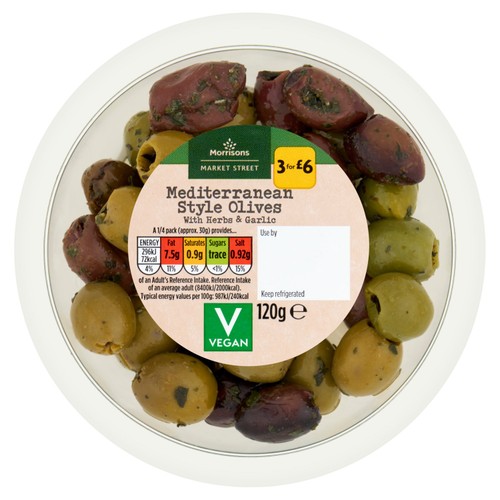 Morrisons The Deli on Market Street Mixed Olives with Garlic & Herbs 120g