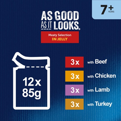 FELIX As Good As it Looks Senior 7+ Meat in Jelly Wet Cat Food 12x85g