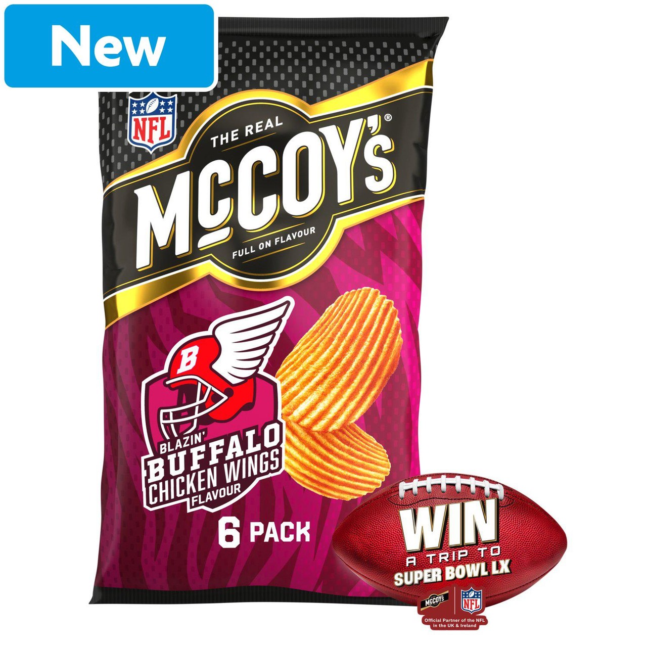 McCoy's Blazin' Buffalo Chicken Wings Crisps 6 Pack