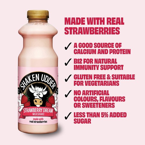 Shaken Udder Strawberry Dream Milkshake 750ml