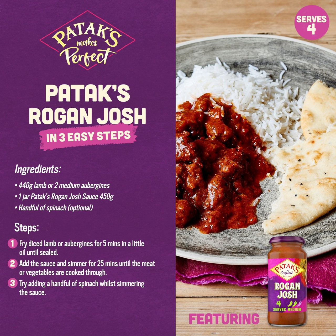 Patak's Rogan Josh Indian Curry Cooking Sauce 450g - Morrisons Online ...