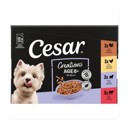 CESAR Senior 10+ Deliciously Fresh Dog Pouches Favourites in Jelly 12x100g
