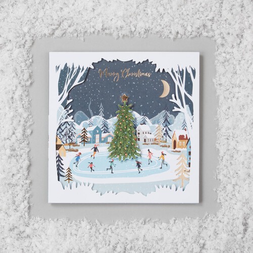 Morrisons Ice Skating Scene Christmas Cards 