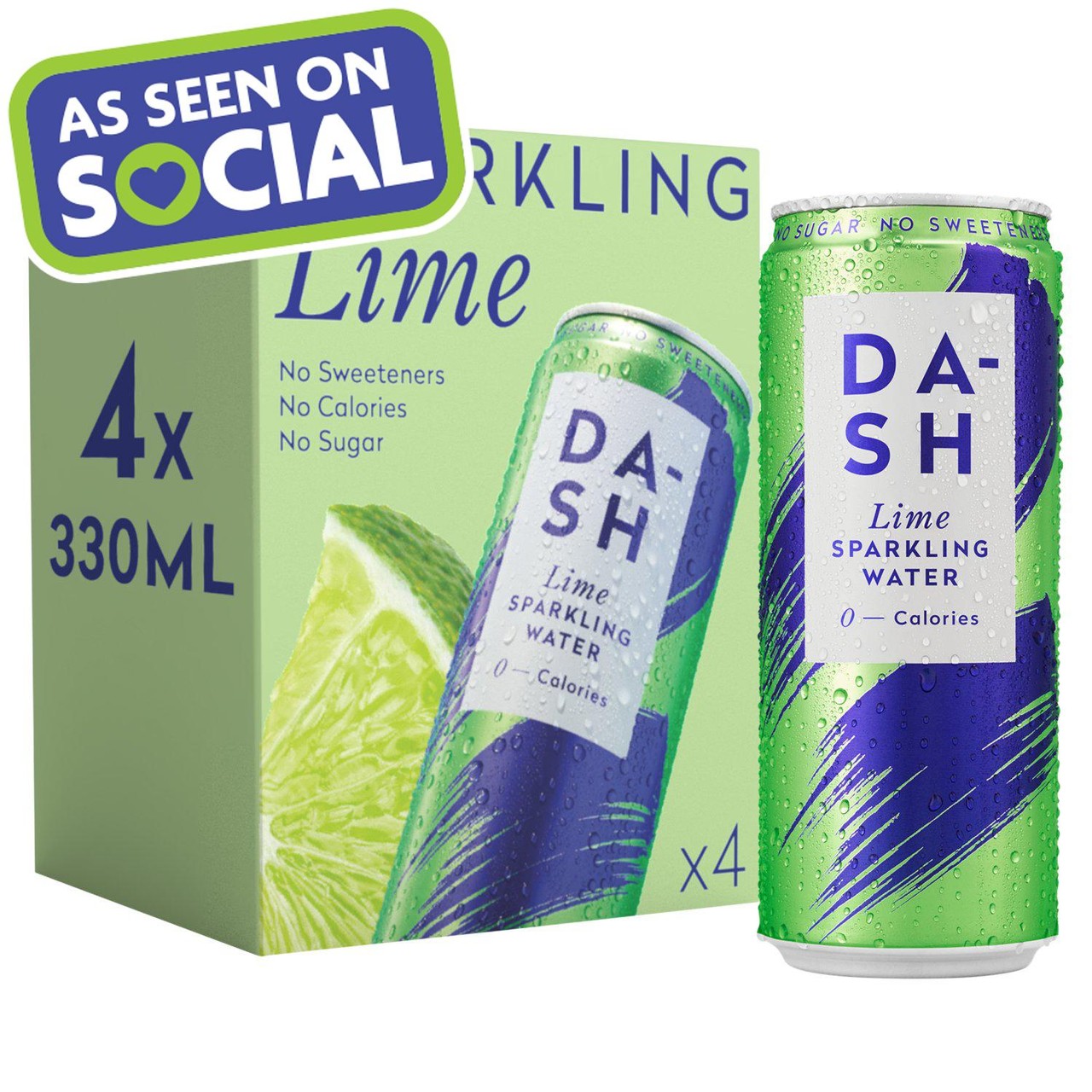 Dash Lime Sparkling Water 4x330ml