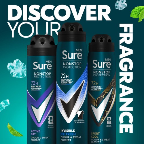 Sure For Men Invisible Ice Anti Perspirant Nonstop Deodorant 250ml