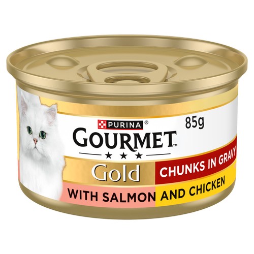 Gourmet Gold Chunks In Gravy Salmon And Chicken Wet Cat Food 