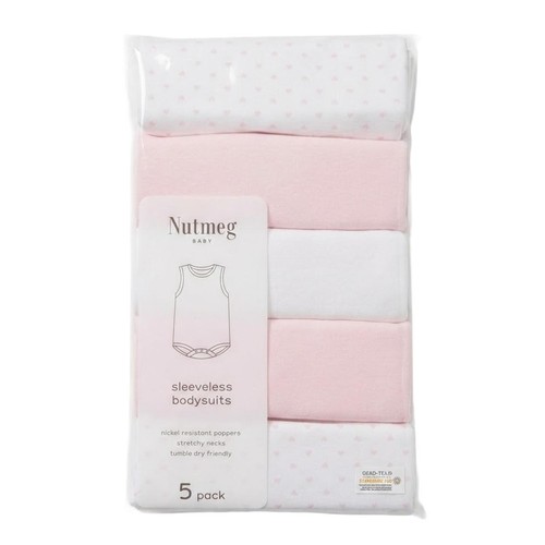 Nutmeg New Born Baby Pink Sleeveless Bodysuits  