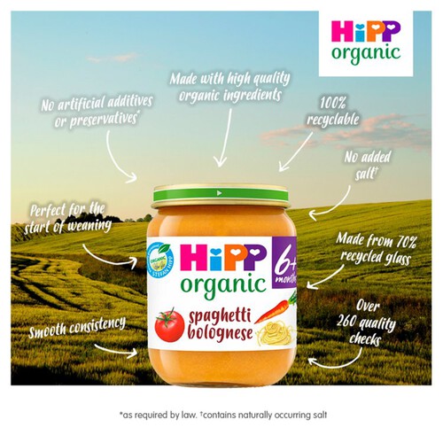 HiPP Organic Spaghetti Bolognese Baby Food Jar 6+ Months