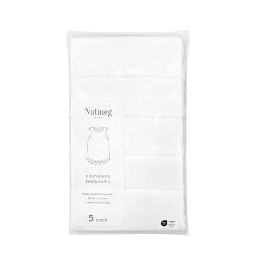 Nutmeg New Born Baby White Sleeveless Bodysuits  