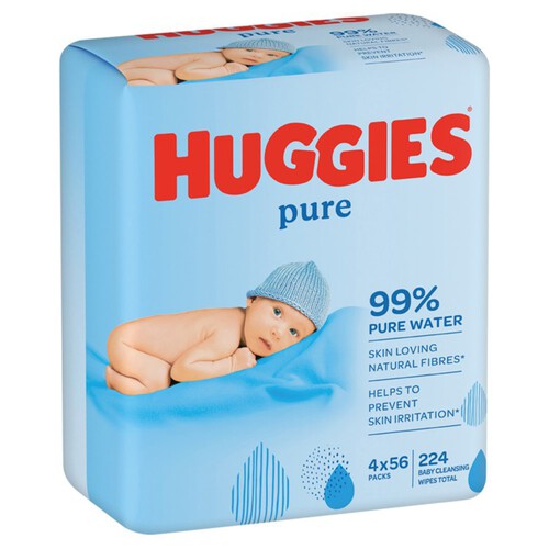 Huggies Pure Quad Baby Wipes Quad Pack