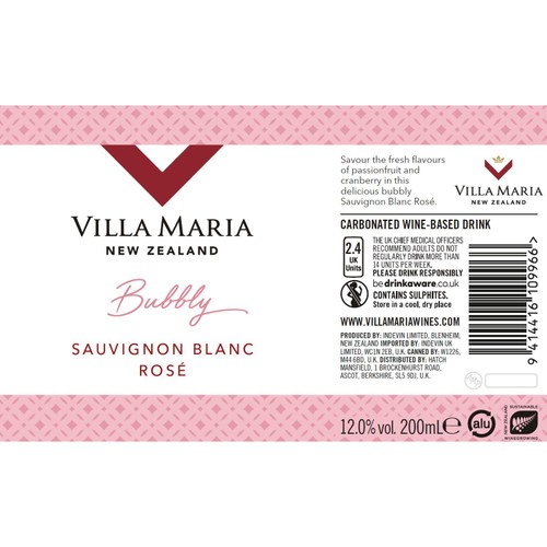 Villa Maria Bubbly Sauvignon Blanc Rose 20cl