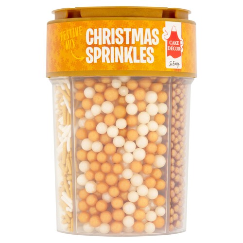 Cake Decor Christmas Gold Colours 4 Cell Sprinkle Jars 