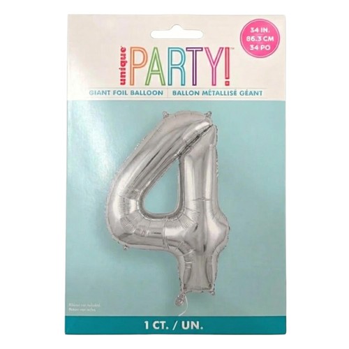Unique Party 34" Inch Silver Foil Balloon No.4