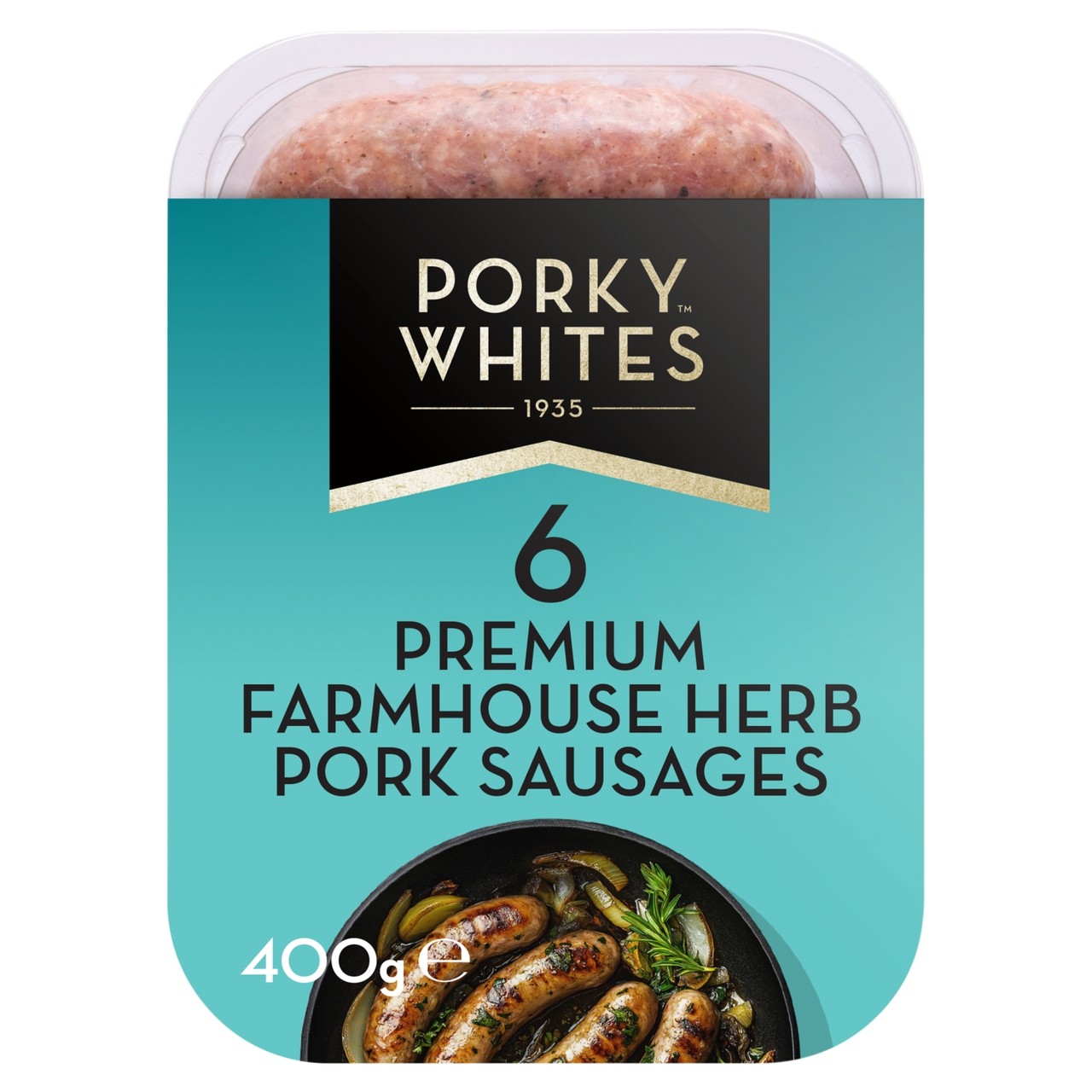 Porky Whites 6 Farmhouse Herb Pork Sausages 400g