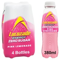 Lucozade Energy Zero Sugar Drink Pink Lemonade 