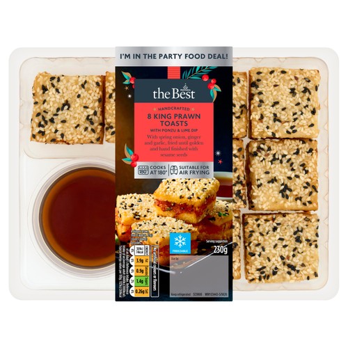 Morrisons The Best 8 King Prawn Toasts With Ponzu & Lime Dip 230g