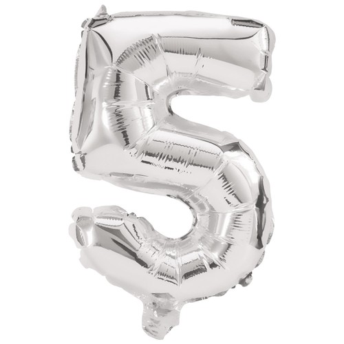 Decorata Silver Numeral Foil Balloon 85cm No. 5
