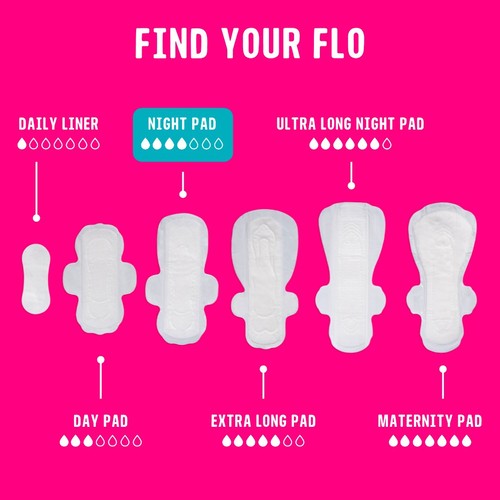 Flo Bamboo Night Period Pads With Wings  14 Pack