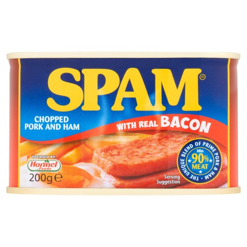 Spam chopped pork and ham with real bacon