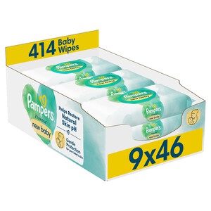 Pampers New Baby Harmonie Wipes Plastic Free  9 x 46 per pack