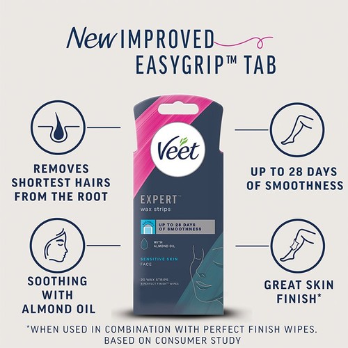 Veet Expert Wax Strips Face Sensitive   20 pack