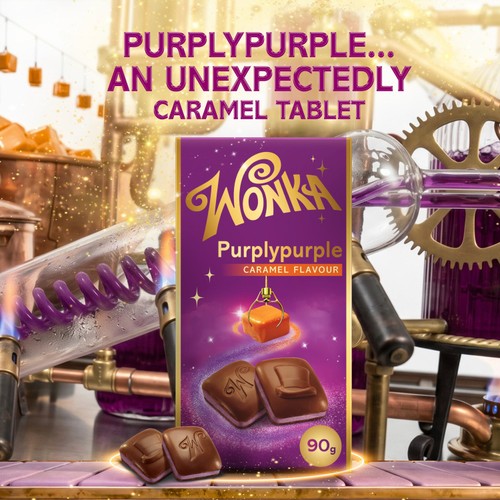 Wonka Purply Purple Milk Chocolate & Caramel Flavour Chocolate Bar 90g