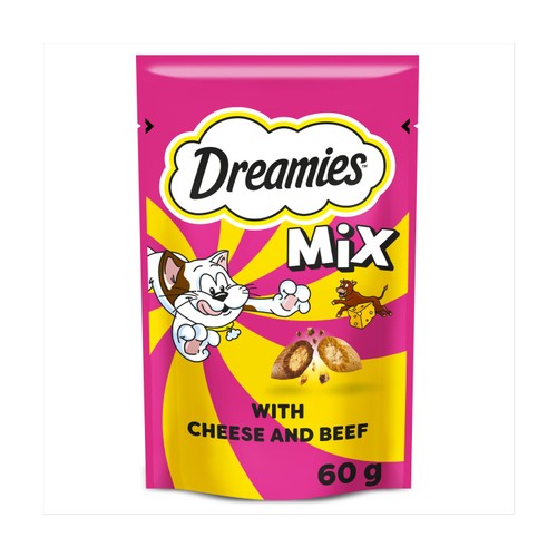 Dreamies mix cat treat biscuits with cheese beef