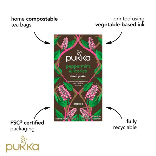 Pukka Peppermint & Licorice Organic Fair Herbal Tea 20 Sachets