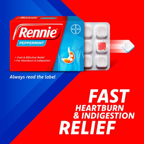 Rennie Peppermint Heartburn & Indigestion Chewable Tablets