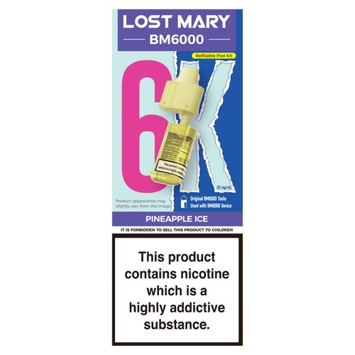 Lost Mary bm600 refilled pod pineapple ice