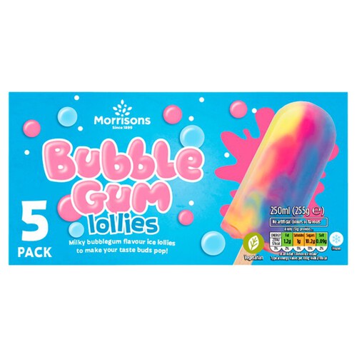 Morrisons 5 Bubblegum Ice Lollies