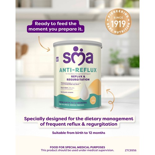 SMA Anti Reflux Baby Milk Powder Formula, From Birth 800g