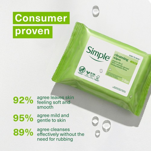 Simple Cleansing Face Wipes Biodegradable 