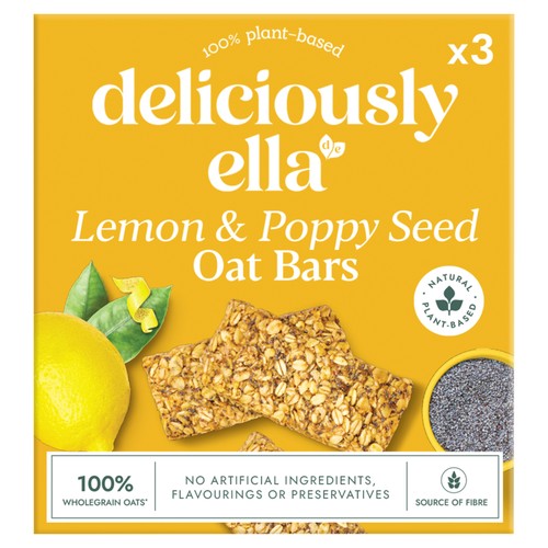Deliciously Ella Lemon & Poppy Seed Oat Bars Multipack 3x50g