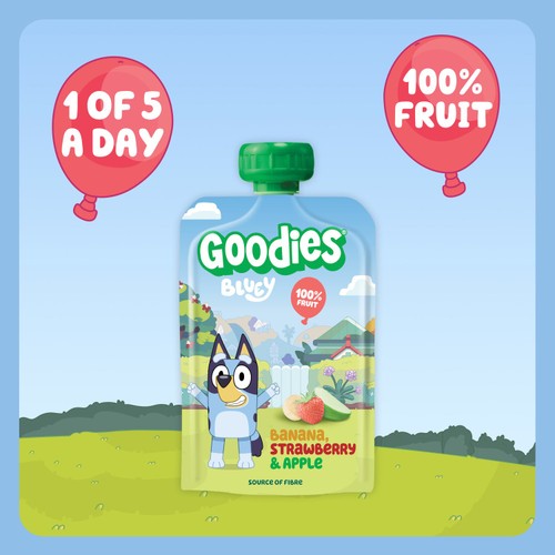 Goodies Bluey Banana, Strawberry & Apple Fruit Pouch Multipack 4x100g