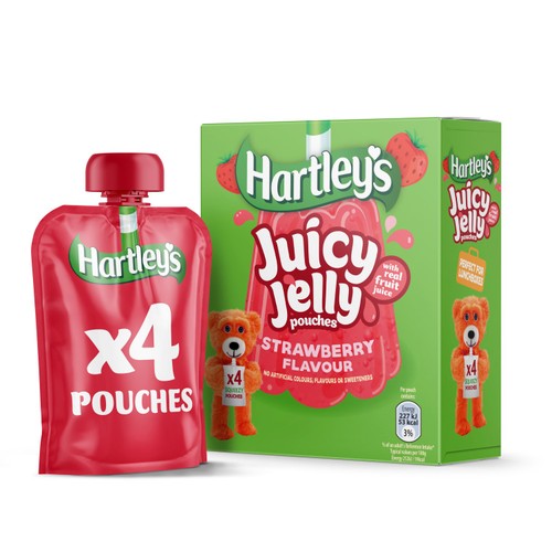 Hartley's Strawberry Flavour Juicy Jelly Pouches 4 x 90g (360g)