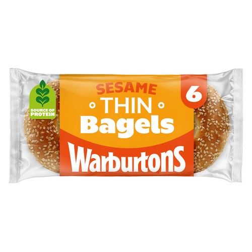 Warburtons 6 Sesame Thin Bagels