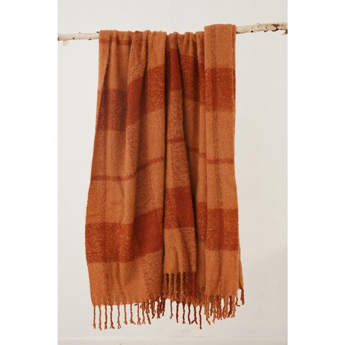 Nutmeg Home Terracotta Check Throw 150 x 200cm