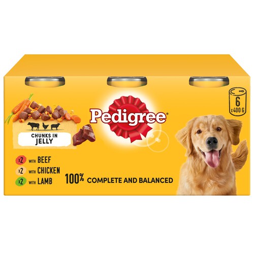 Pedigree Adult Wet Dog Food Tins Mixed in Jelly 