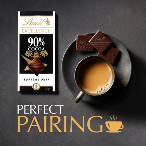 Lindt Excellence Intense Dark 90% Cocoa Chocolate Bar 100g