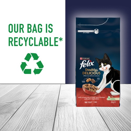 Felix Doubly Delicious Beef Chicken & Vegetables Dry Cat Food 
